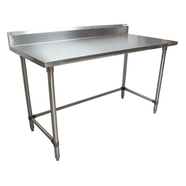 Bk Resources Stainless Steel Work Table With Open Base, 5" Rear Riser 60"Wx30"D VTTR5OB-6030
